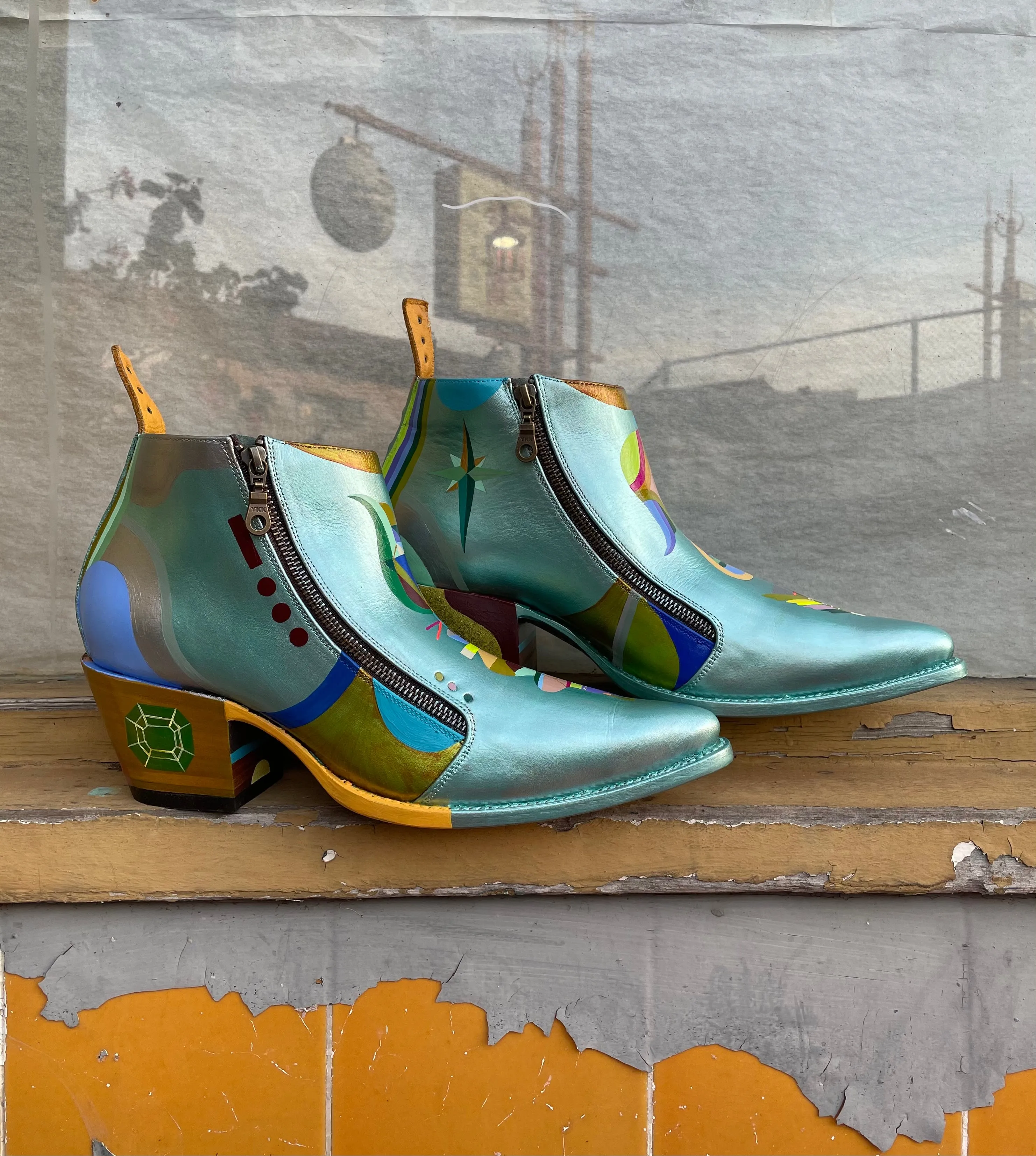 monica canilao x pskaufman... FREEWAY chelsea boot metallic hand-painted magick