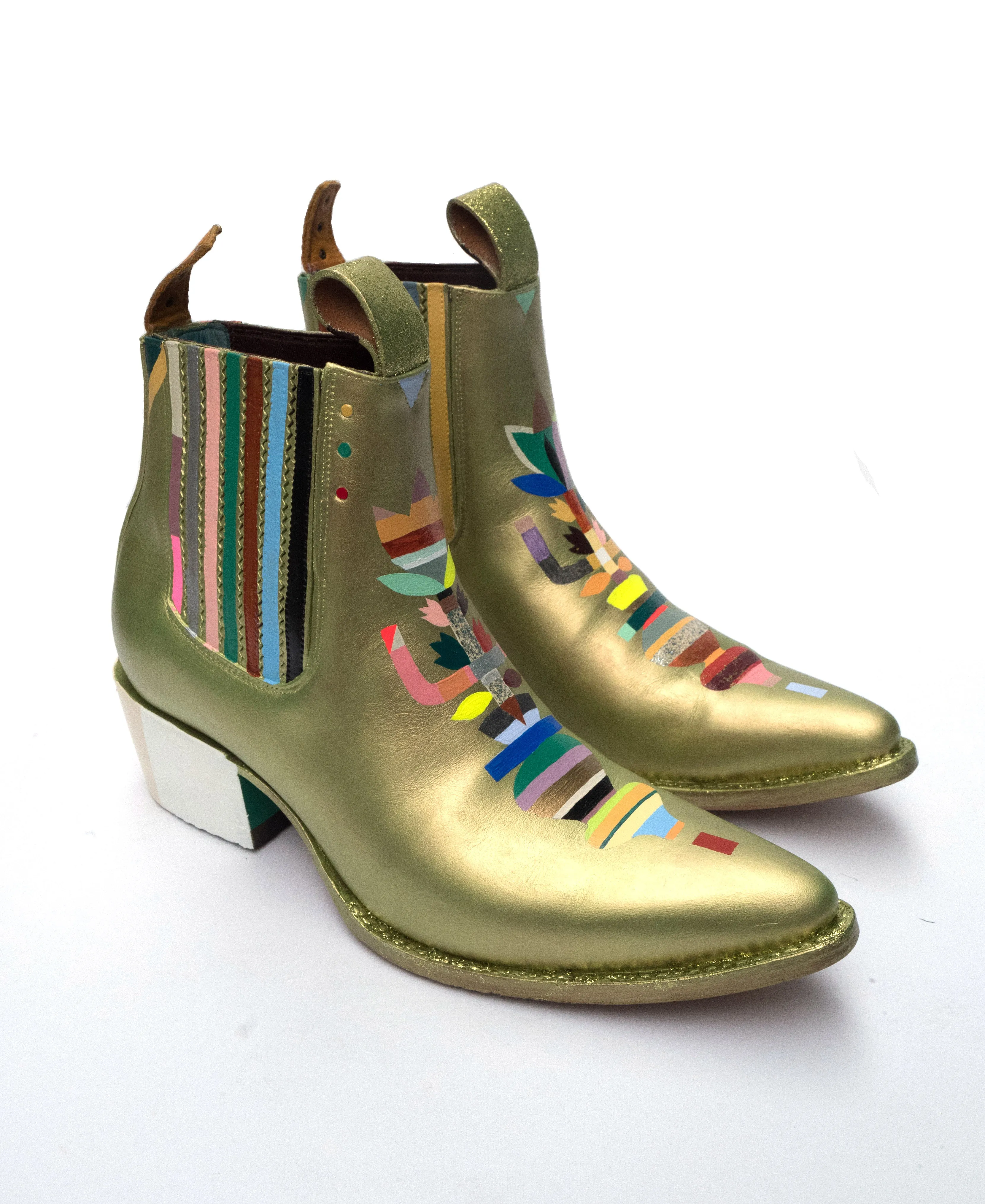 monica canilao x pskaufman... FREEWAY chelsea boot metallic hand-painted magick