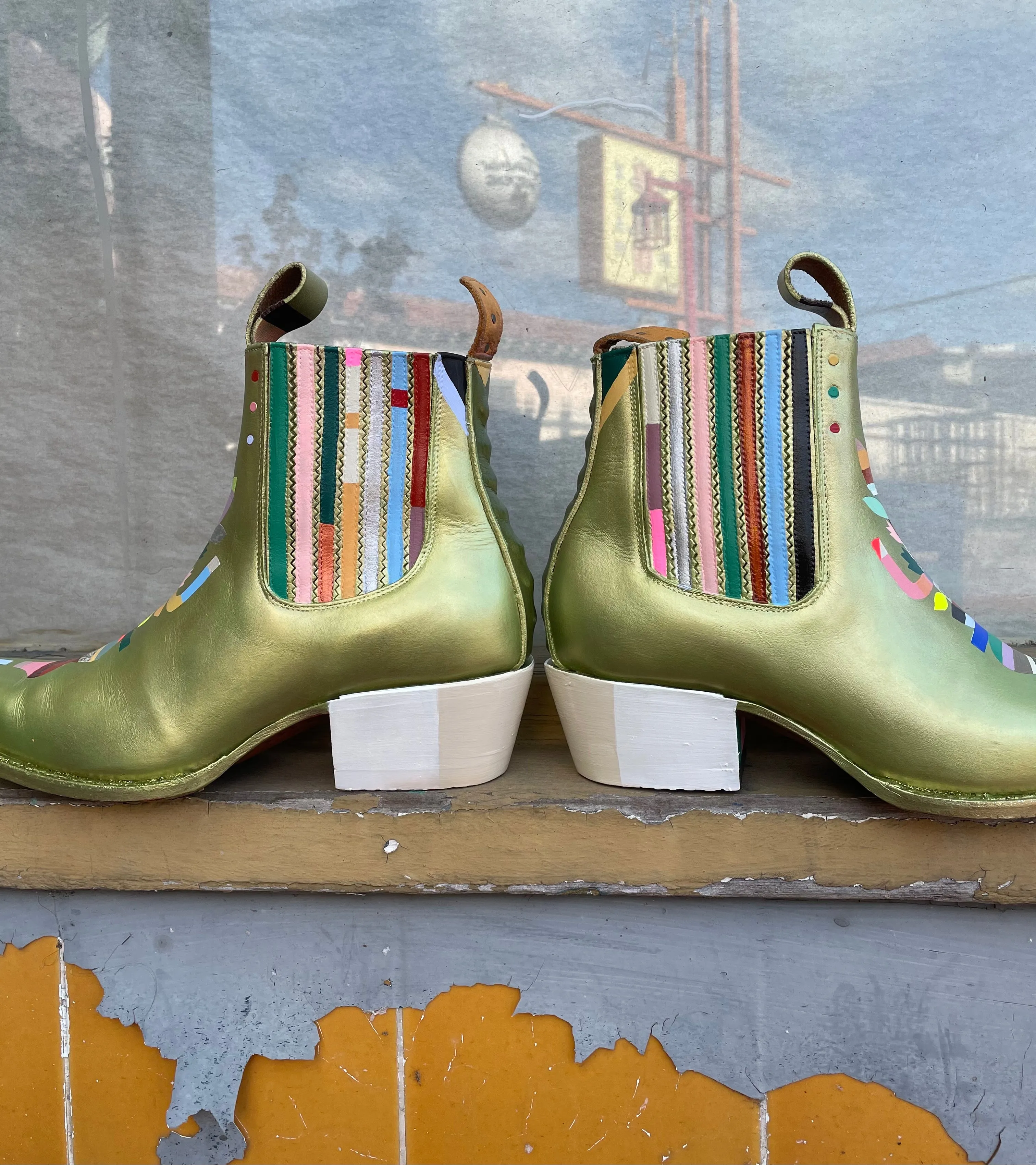 monica canilao x pskaufman... FREEWAY chelsea boot metallic hand-painted magick