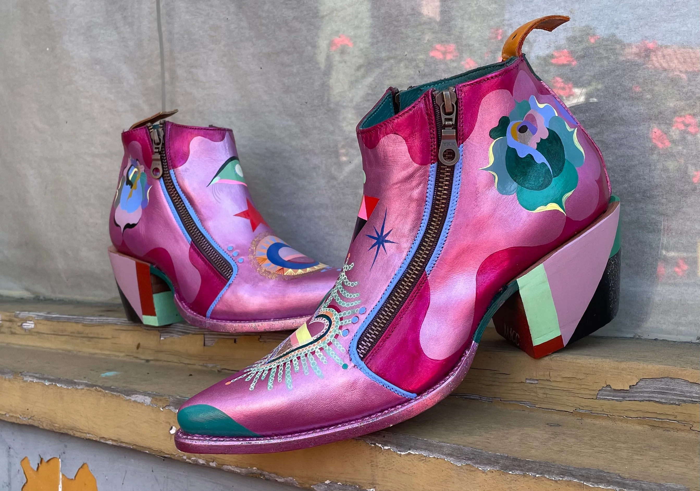 monica canilao x pskaufman... FREEWAY chelsea boot metallic hand-painted magick