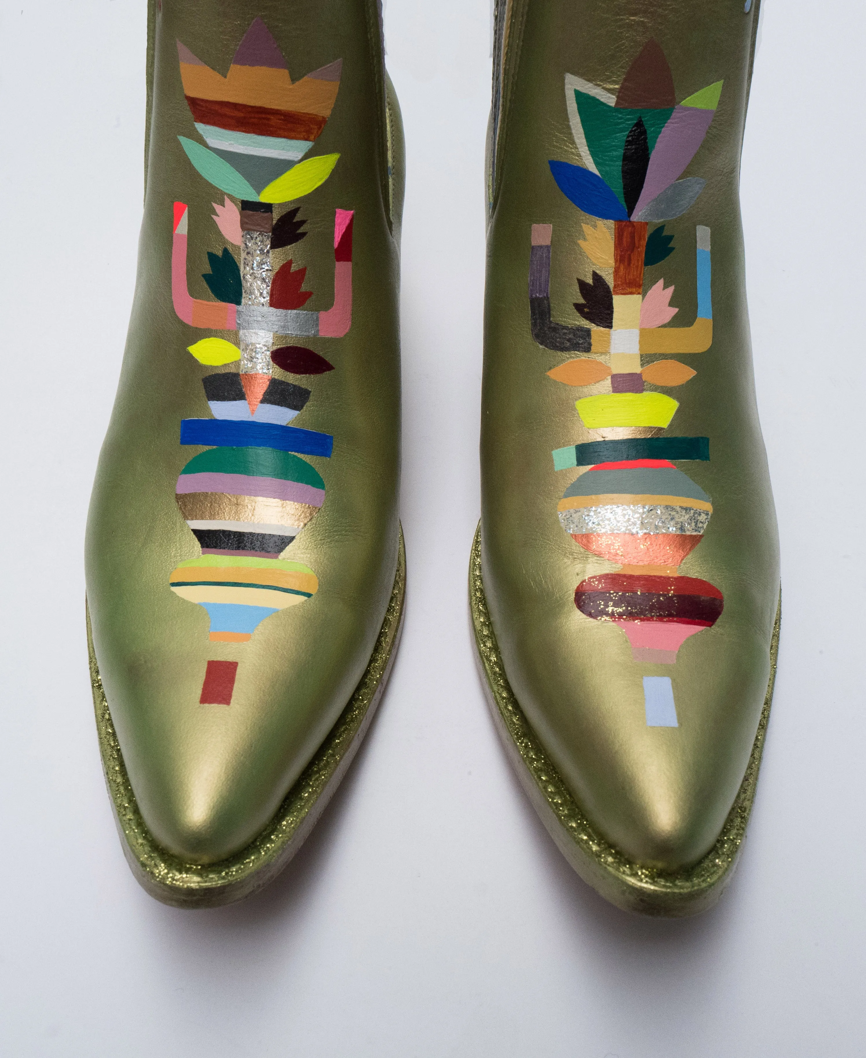 monica canilao x pskaufman... FREEWAY chelsea boot metallic hand-painted magick