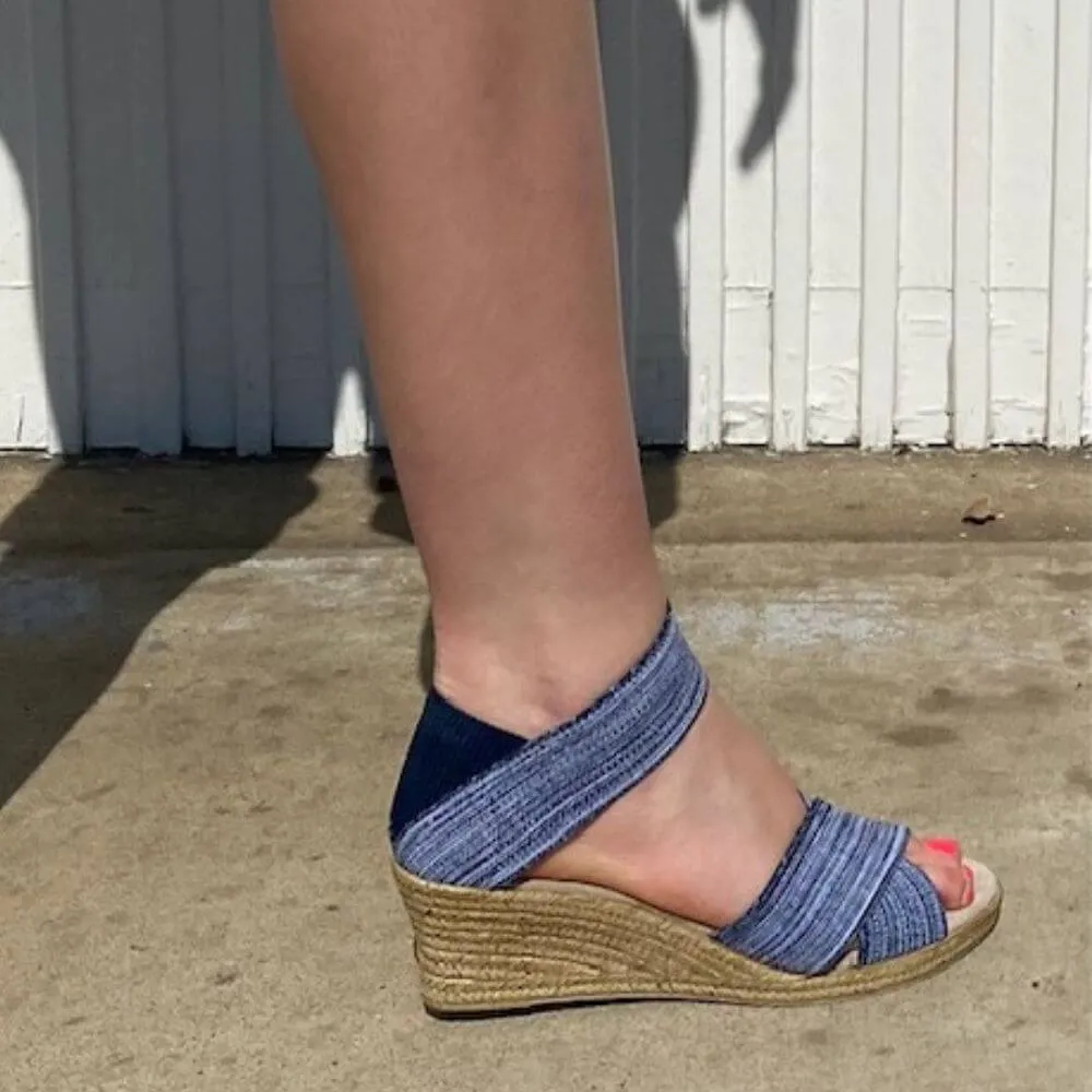 Navy/White Wedge Sandals