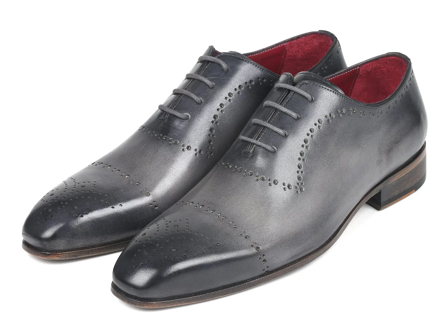 Paul Parkman Grey Hand-Painted Classic Brogues (ID#ZLS34GRY)