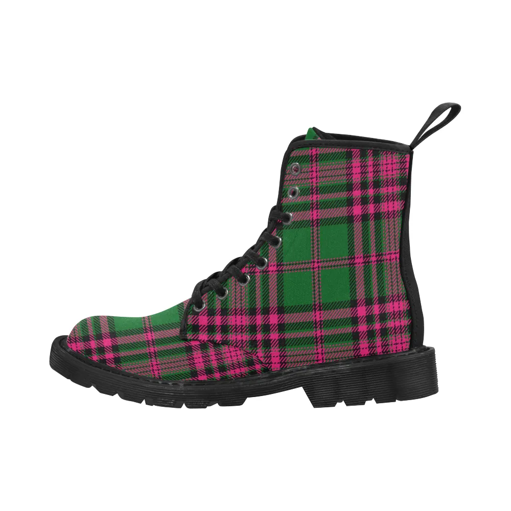 Pink Green Combat Boots