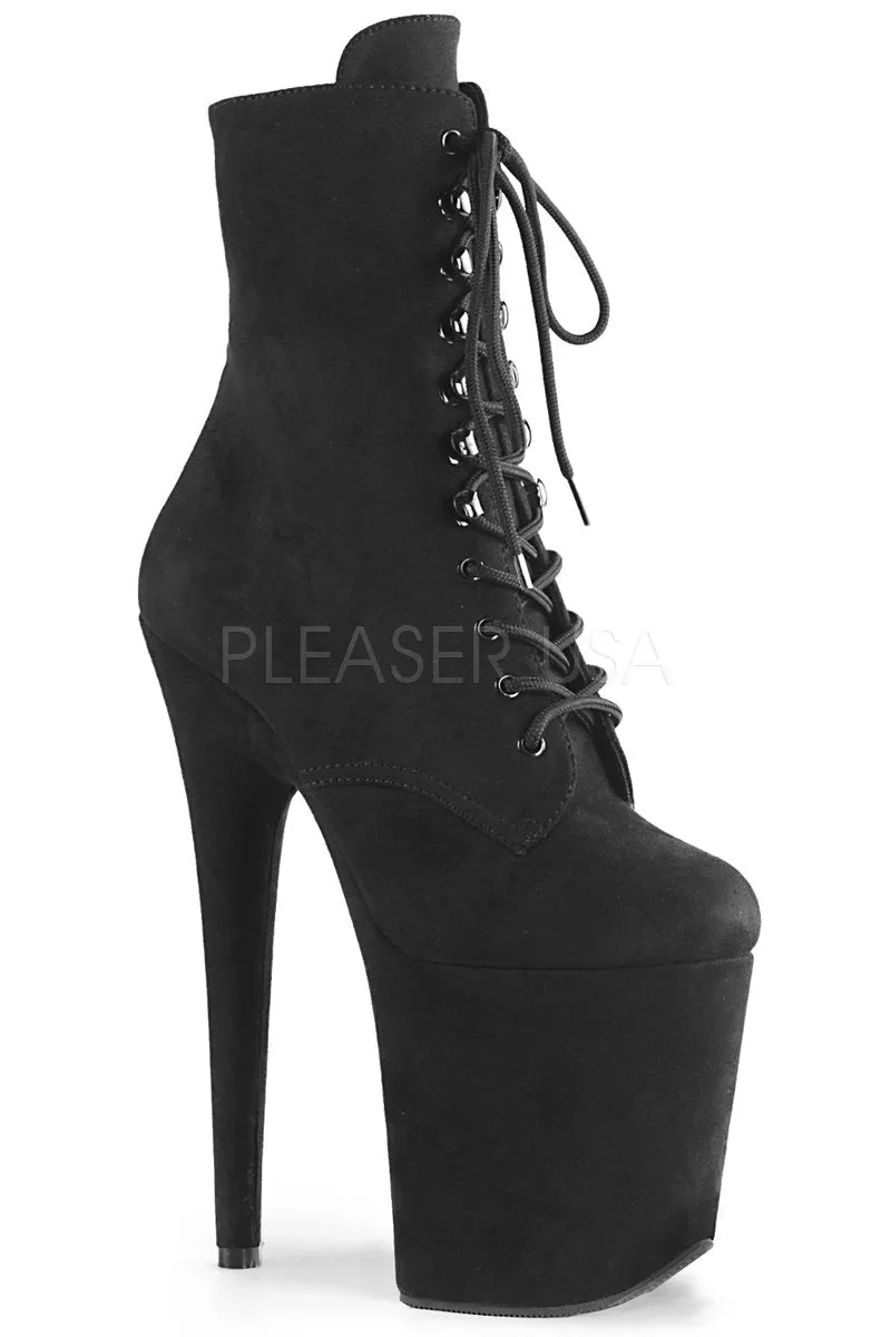 Pleaser USA Flamingo-1020FS Faux Suede 8inch Pleaser Boots - Black