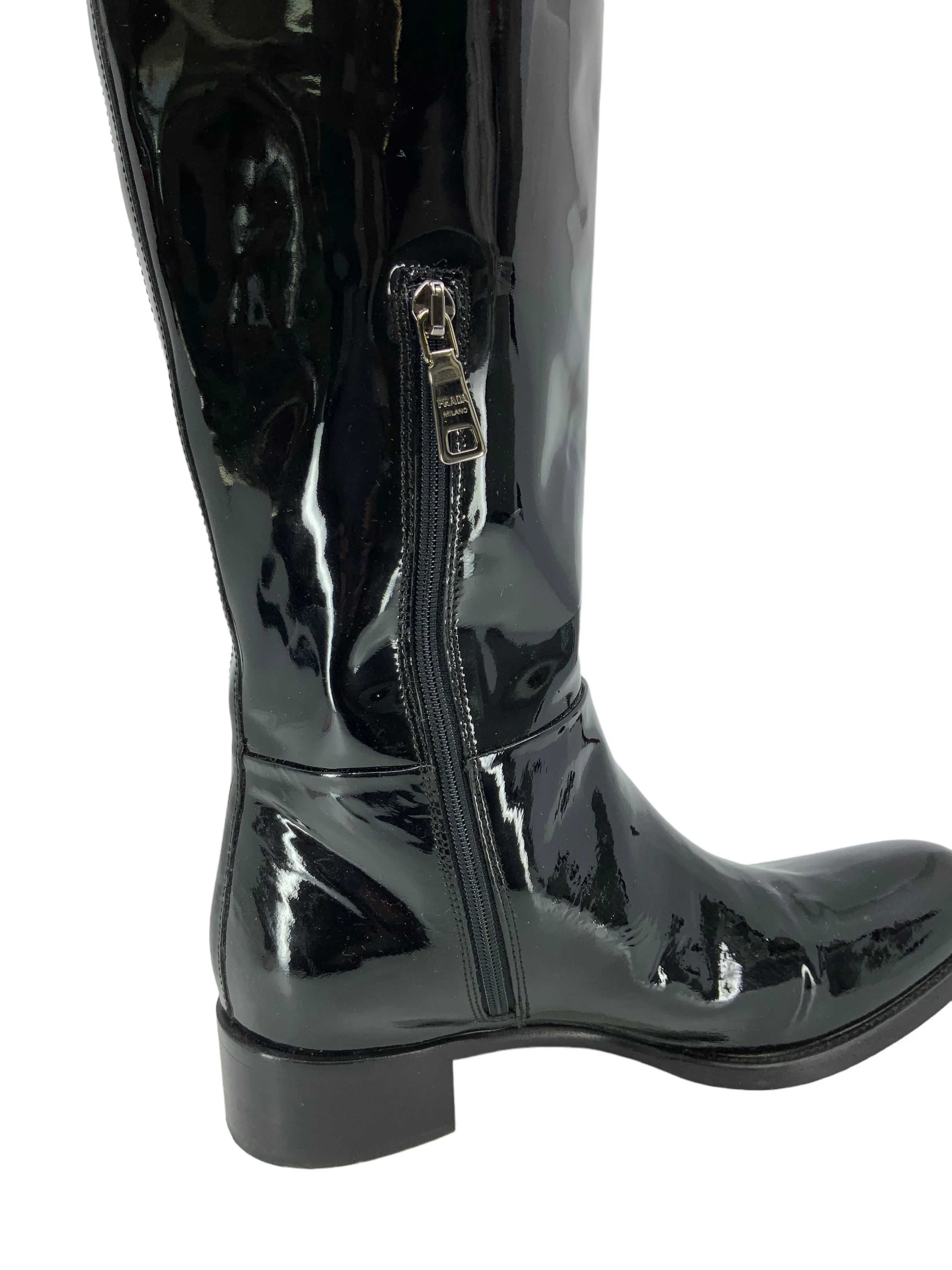 PRADA Patent Leather Mid Calf Boots Size 6.5