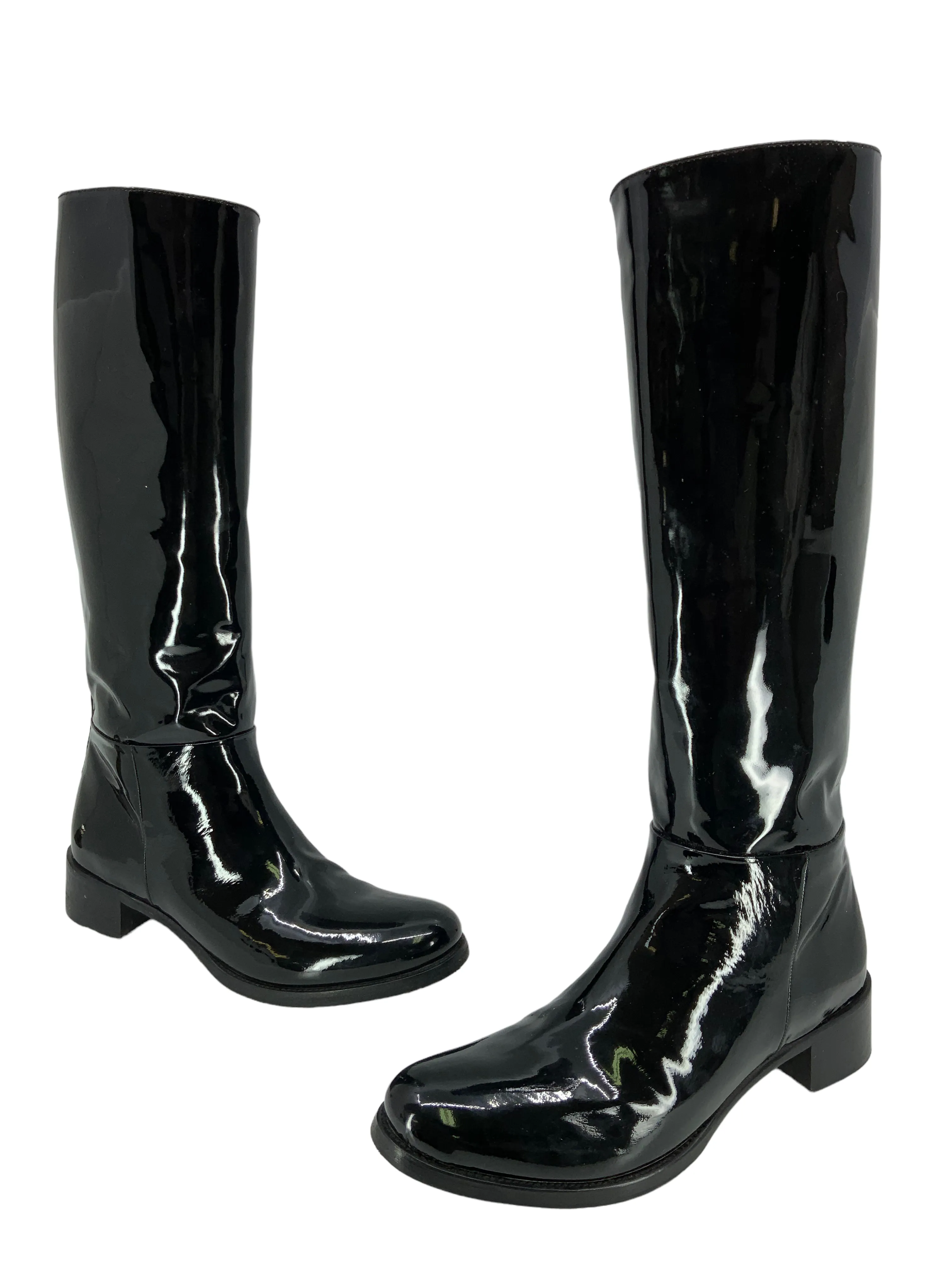 PRADA Patent Leather Mid Calf Boots Size 6.5