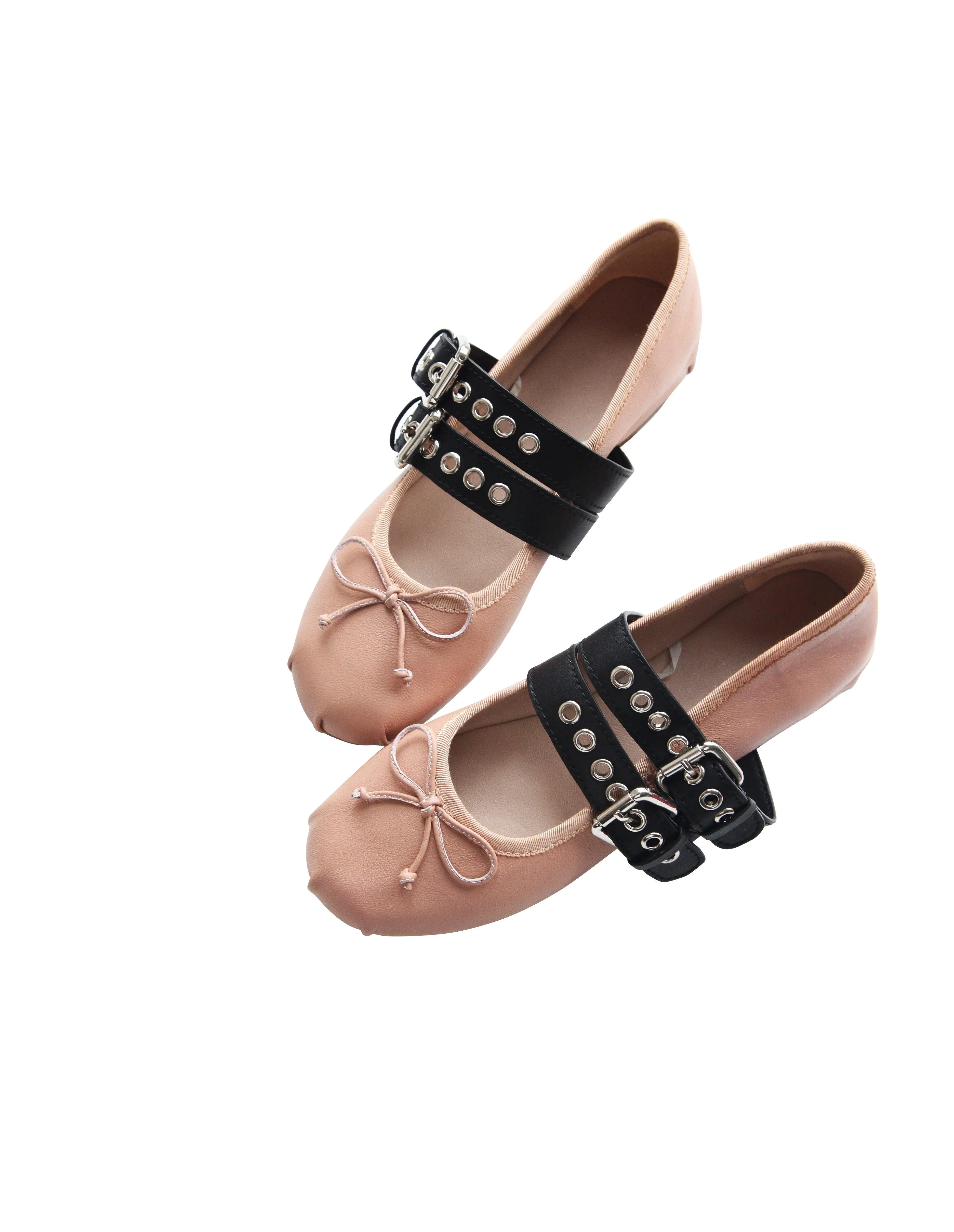 Rina Buckled Lace-up Ballet Flats