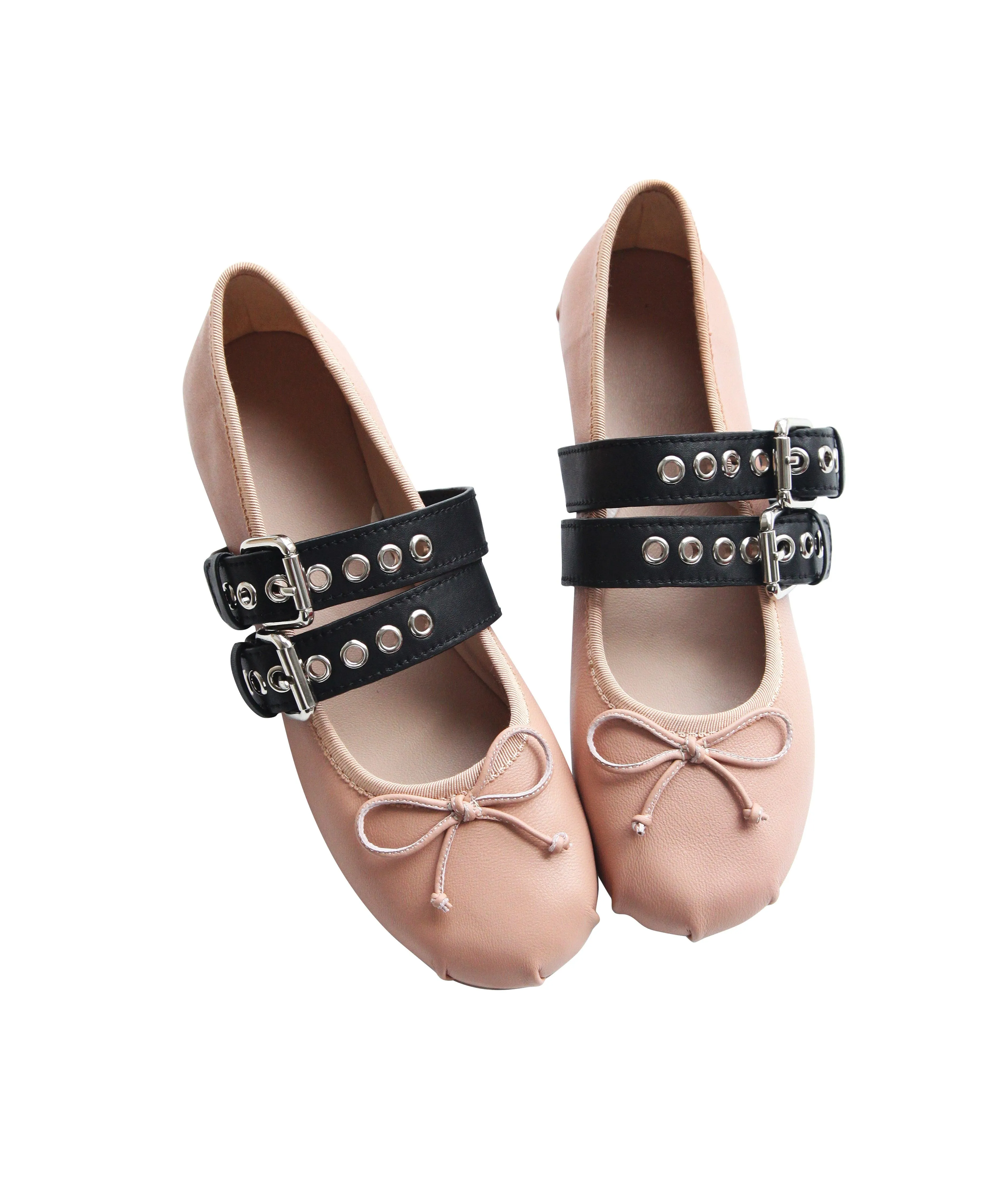 Rina Buckled Lace-up Ballet Flats