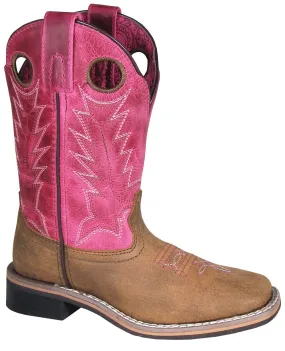 'Smoky Mountain' Children's Tracie Western Square Toe - Brown Distress / Pink Distress