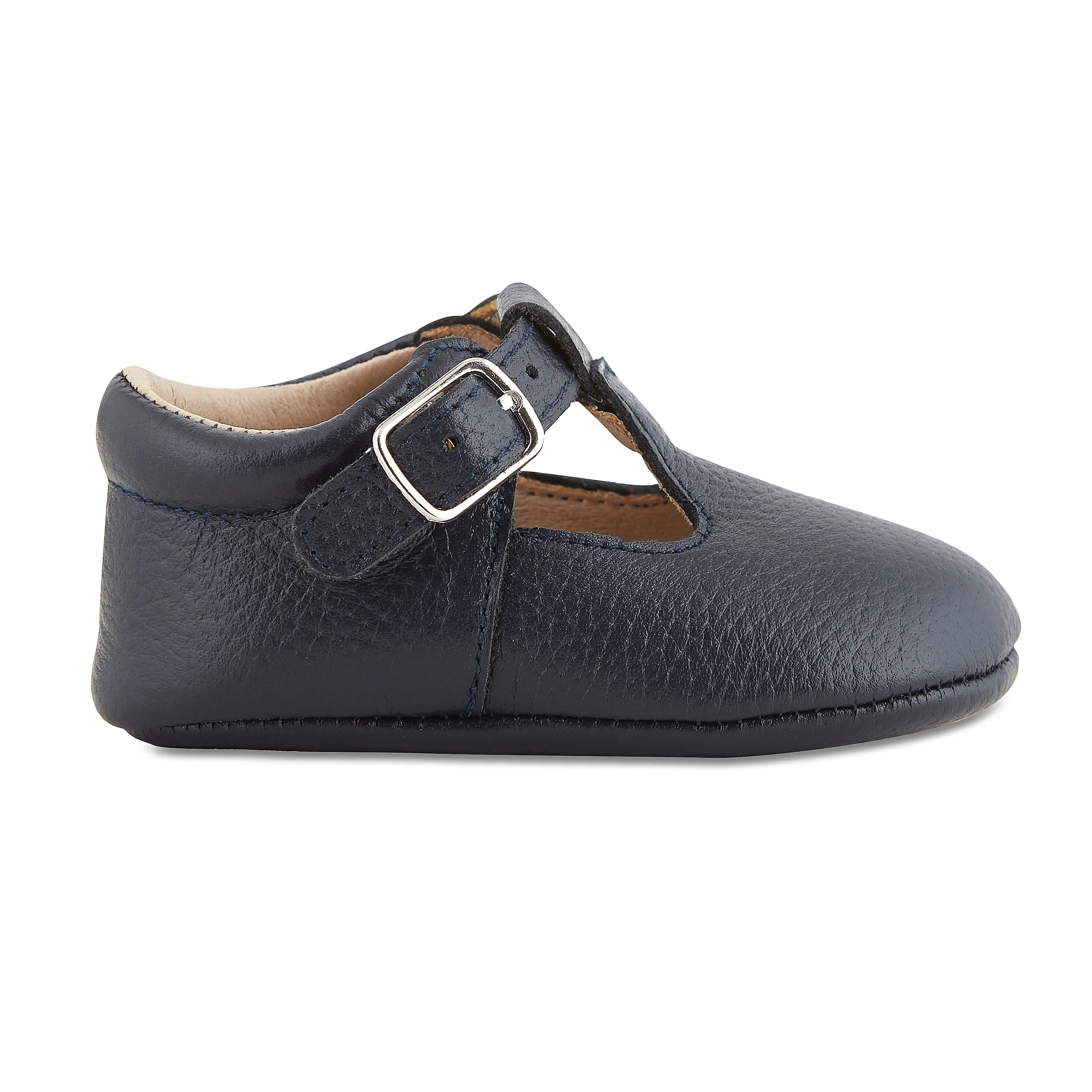 Soft-Sole Leather Mary Jane Moccasins - NAVY