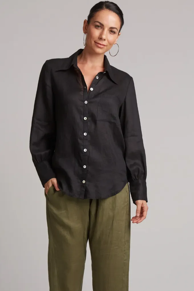 Studio Linen Shirt, Ebony