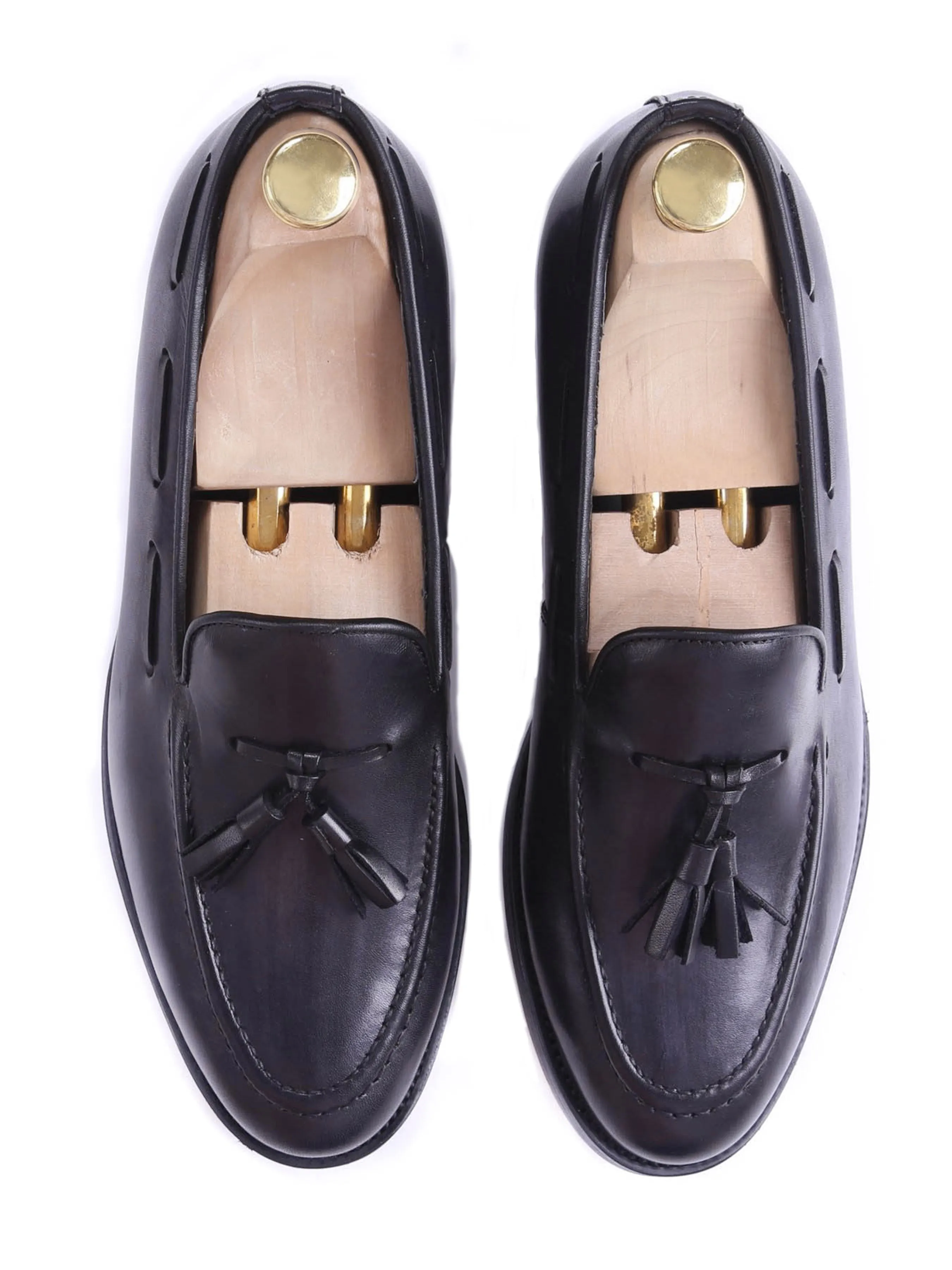 Tassel Loafer - Black Grey (Hand Painted Patina)