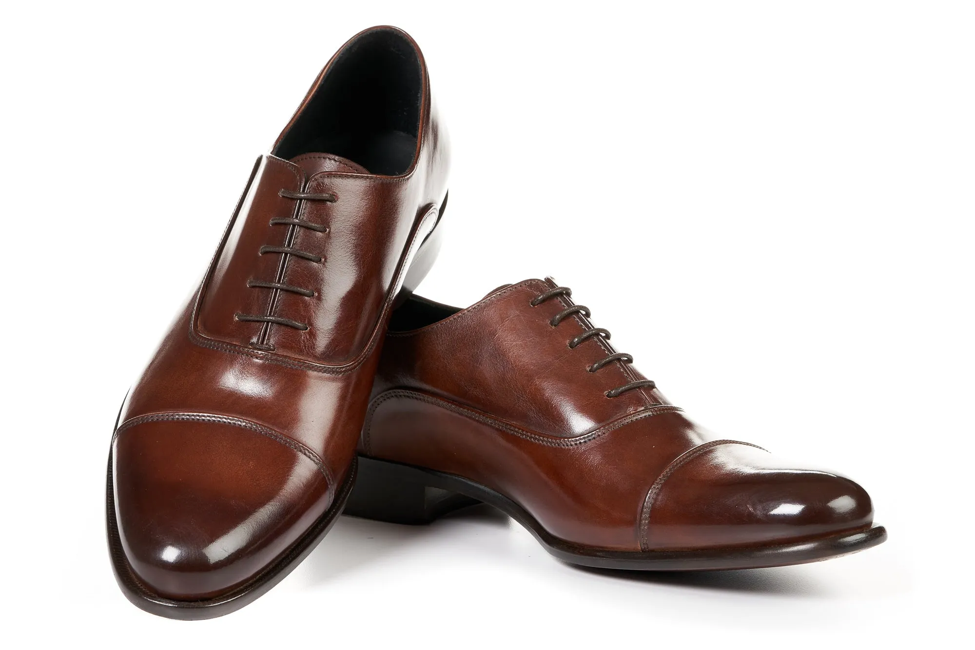 The Cagney II Stitched Cap-Toe Oxford - Marrone