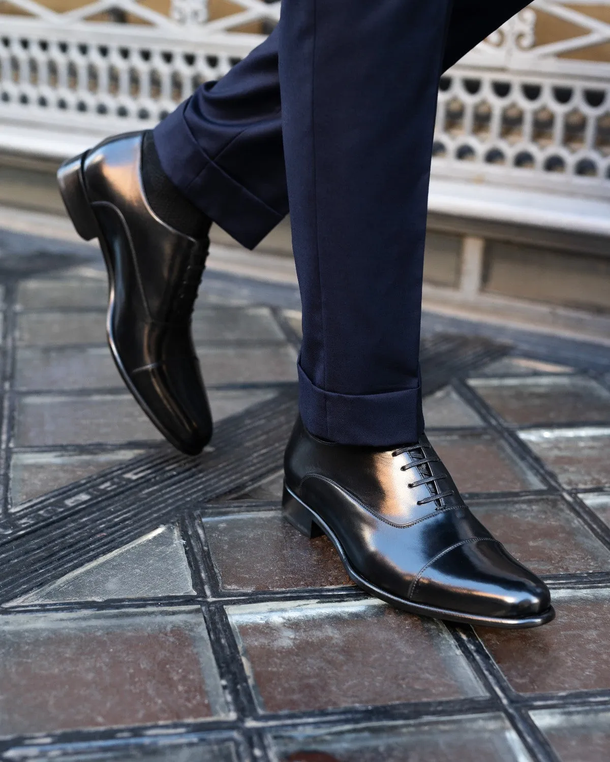 The Cagney II Stitched Cap-Toe Oxford - Nero