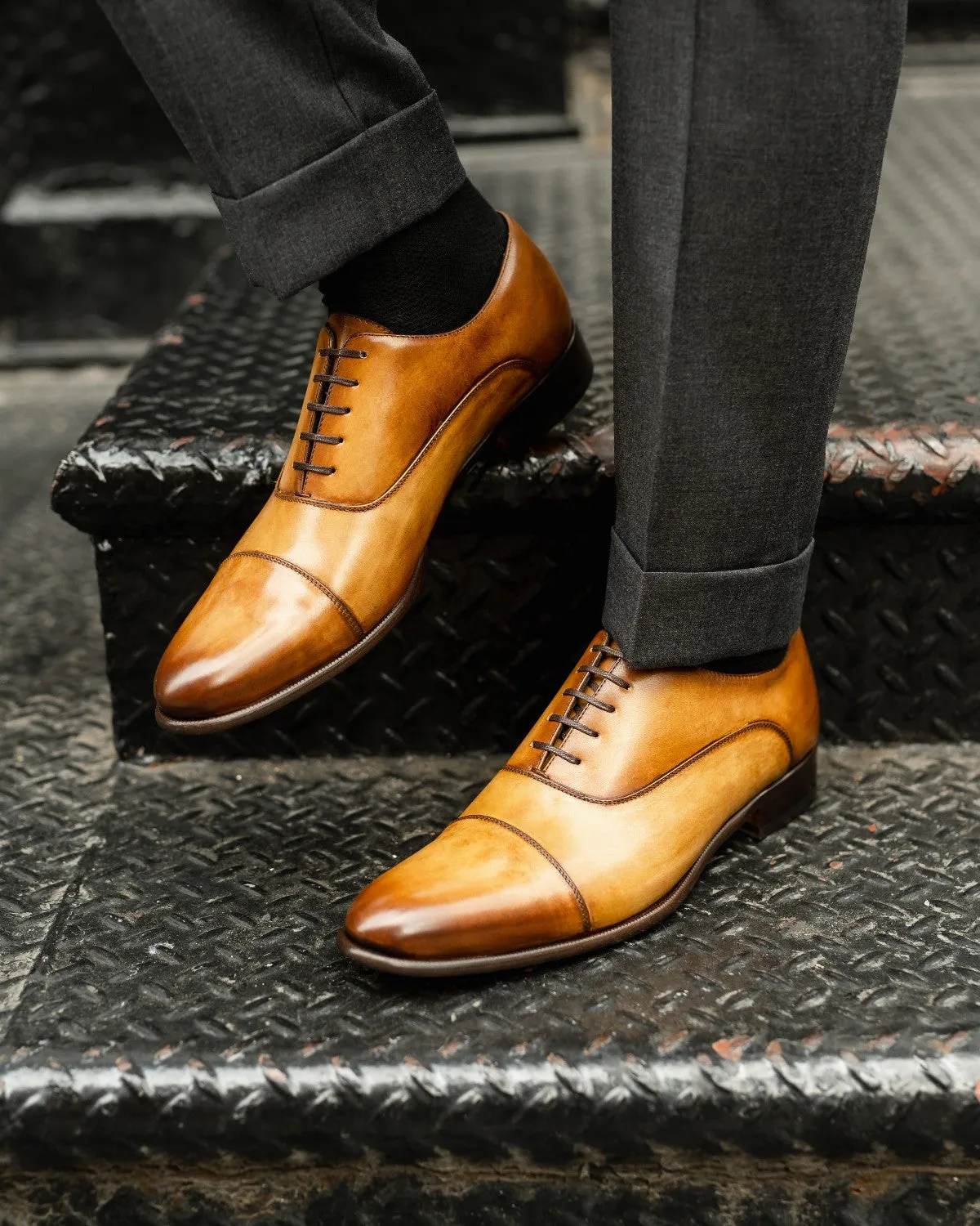 The Cagney II Stitched Cap-Toe Oxford - Tobacco