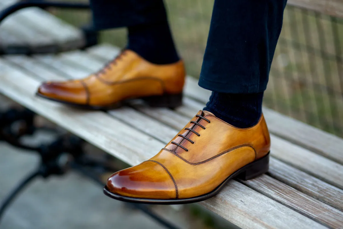 The Cagney II Stitched Cap-Toe Oxford - Tobacco