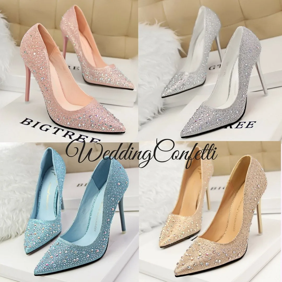 The Heather Wedding Bridal Glitter Blue / Pink / White / Champagne Wedding shoes / Heels