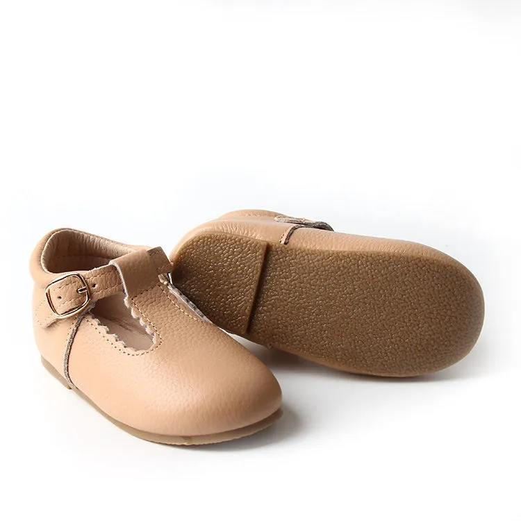 Toddler & Kids leather t-bar - Beige