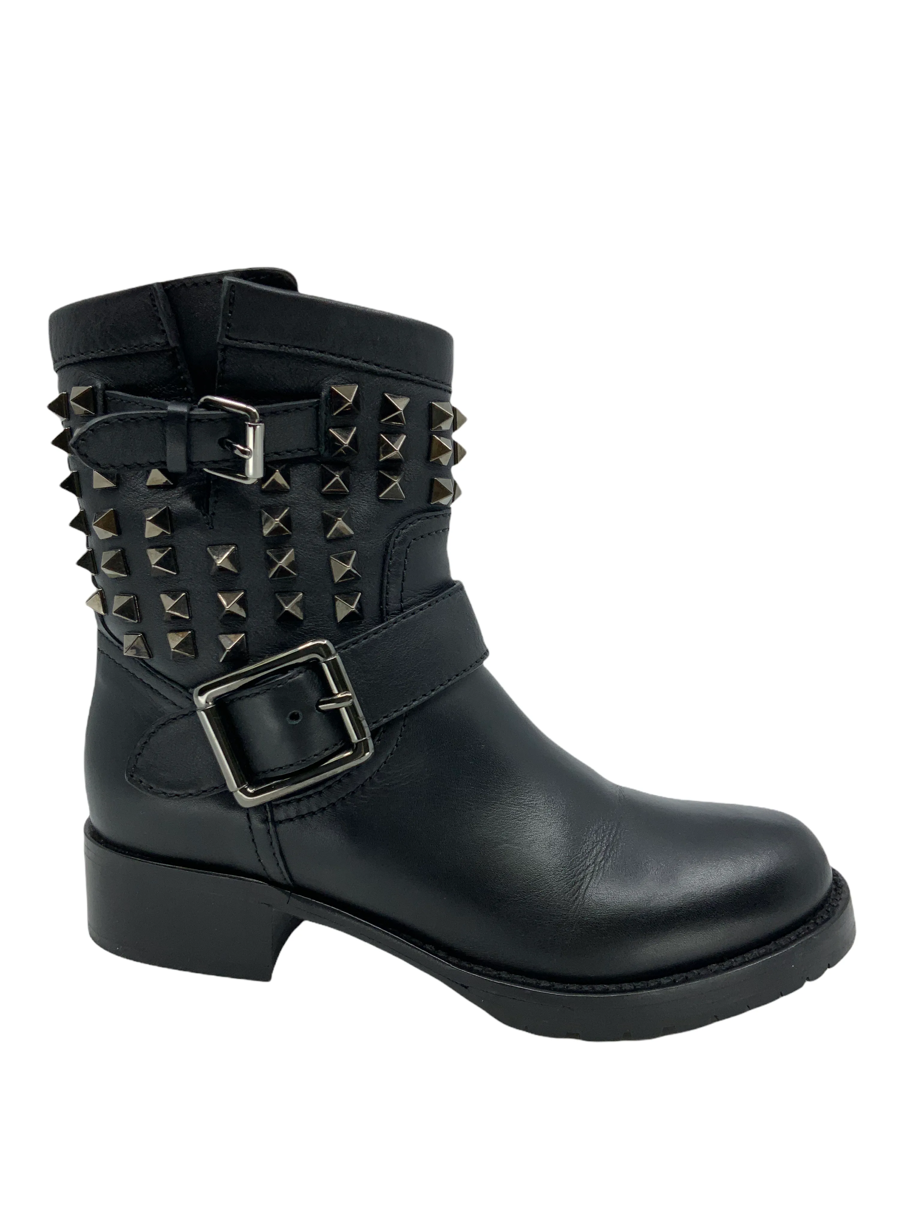 Valentino Rockstud Rolling Leather Biker Boot Size 5