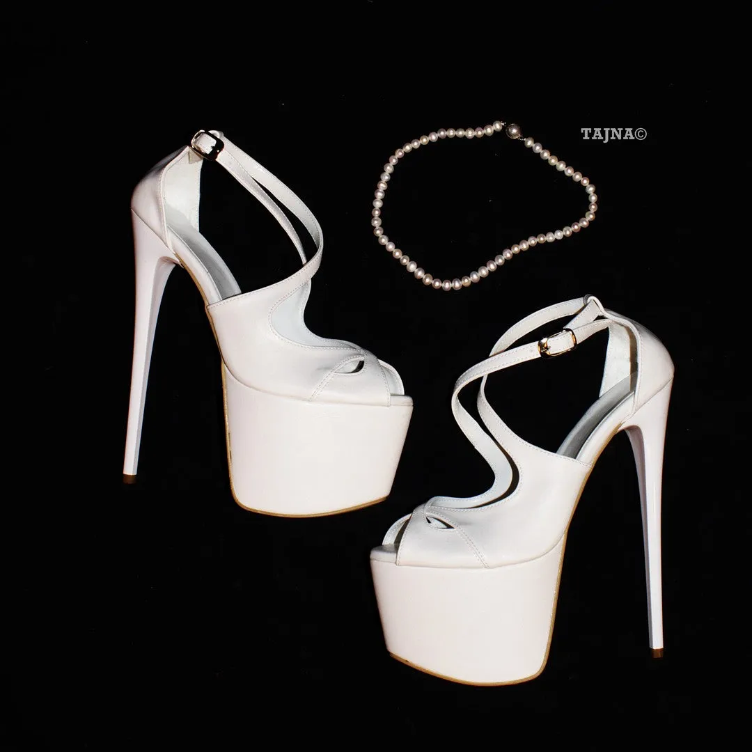 White  Patent Leather Designer Platform Shoes