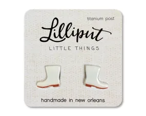 White Shrimp Boot Earrings