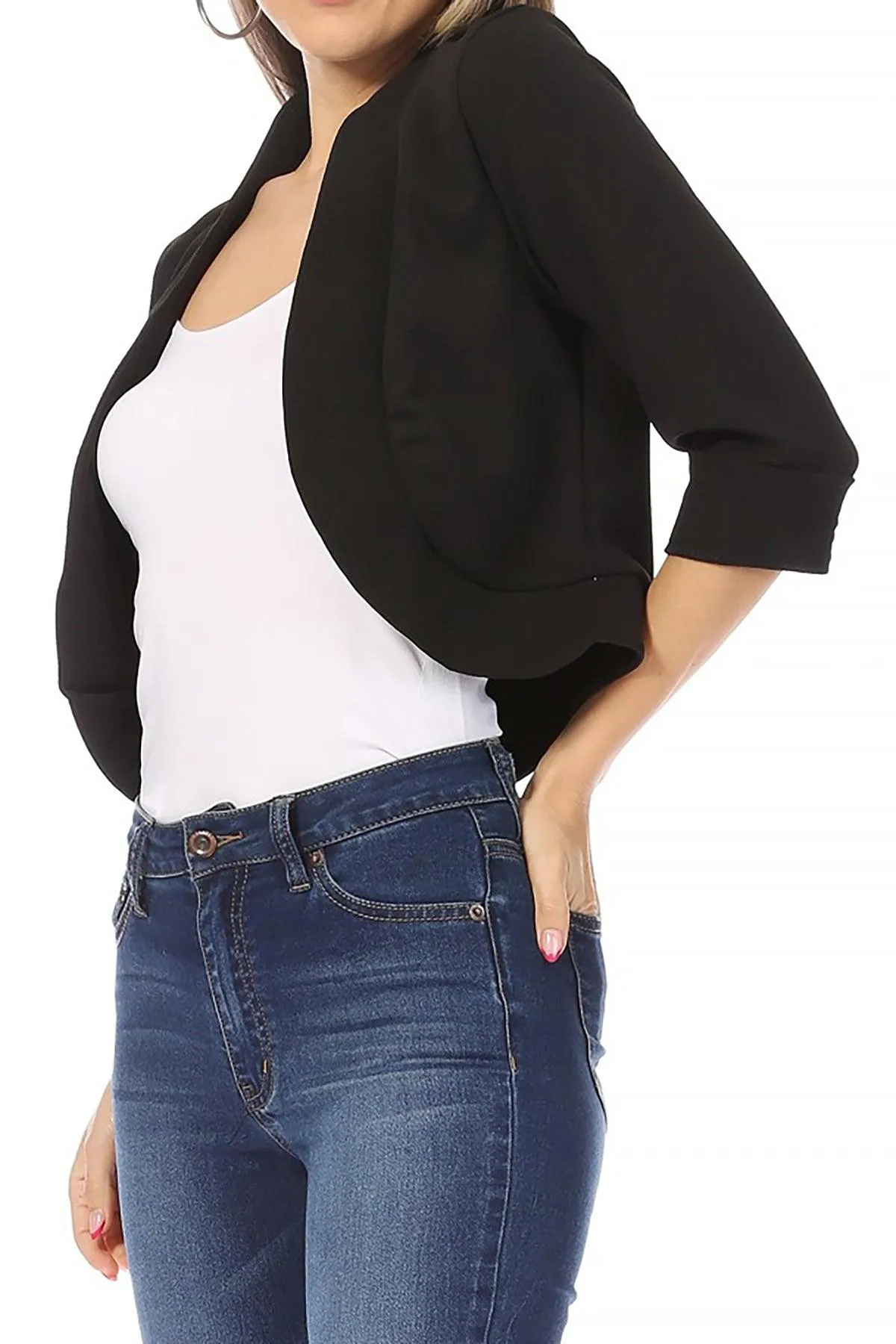 Women's Casual 3/4 Sleeve Bolero Open Front Cardigan