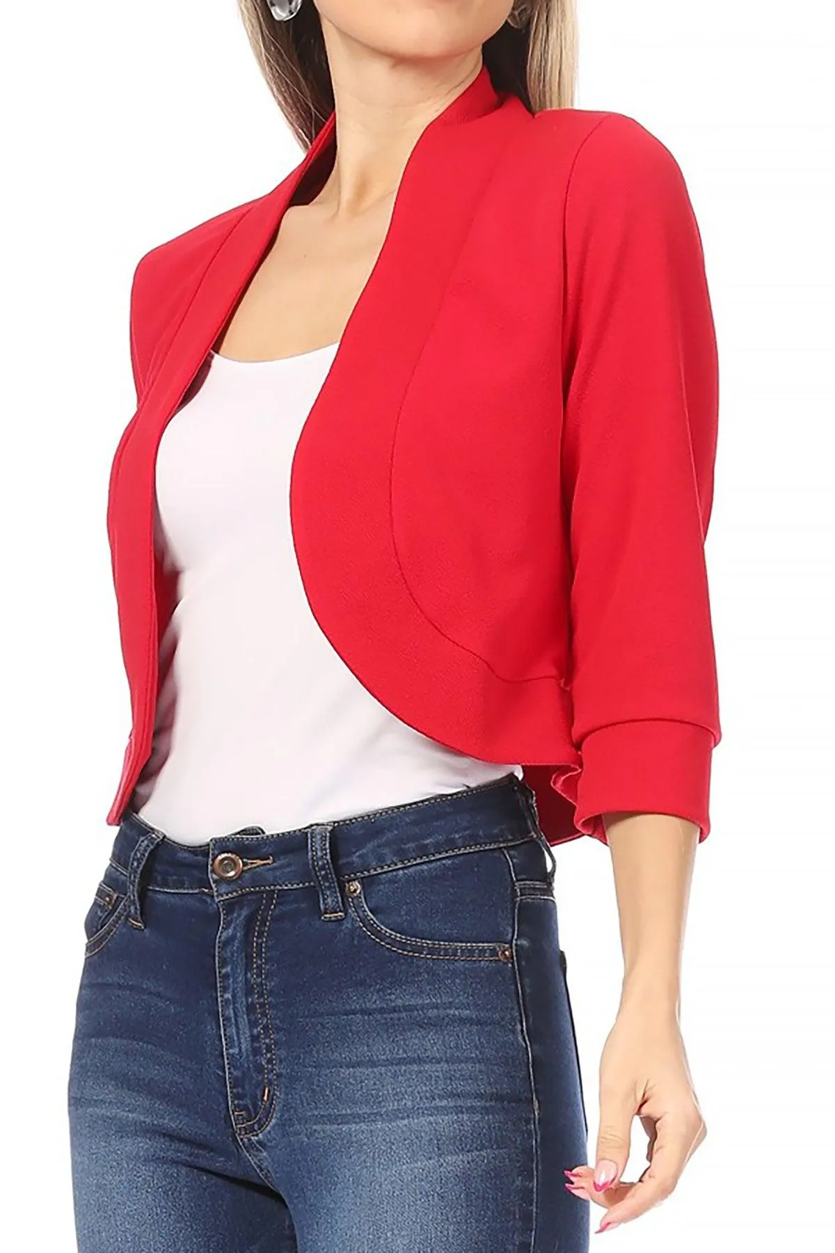 Women's Casual 3/4 Sleeve Bolero Open Front Cardigan