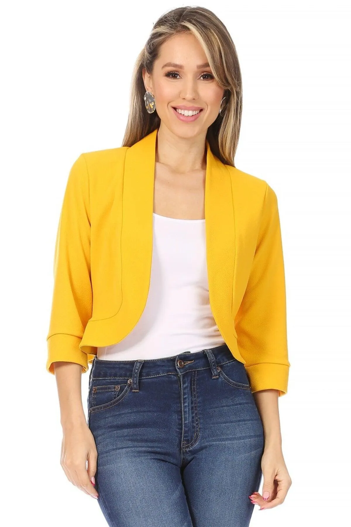 Women's Casual 3/4 Sleeve Bolero Open Front Cardigan