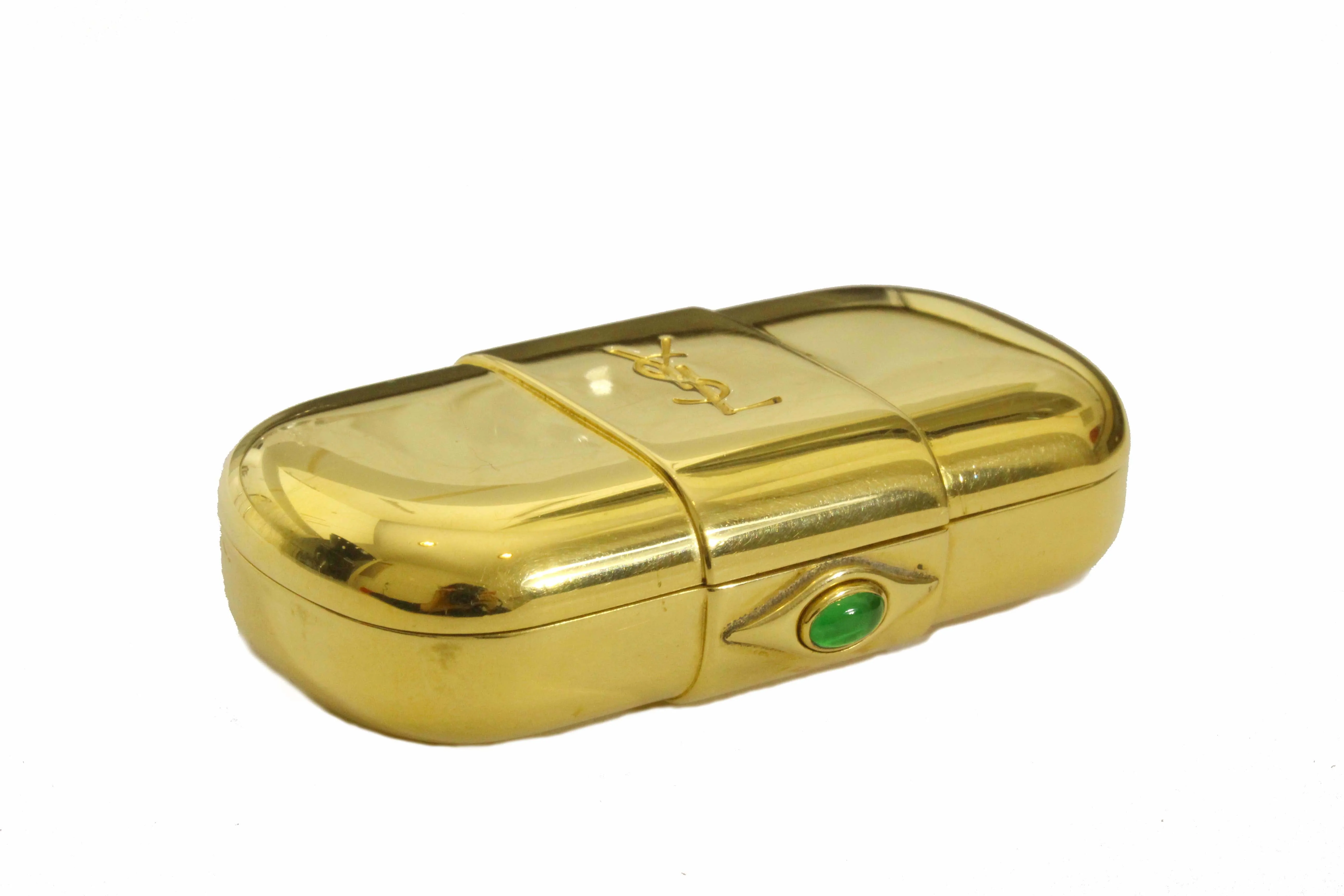 YVES SAINT LAURENT gold plated pillbox