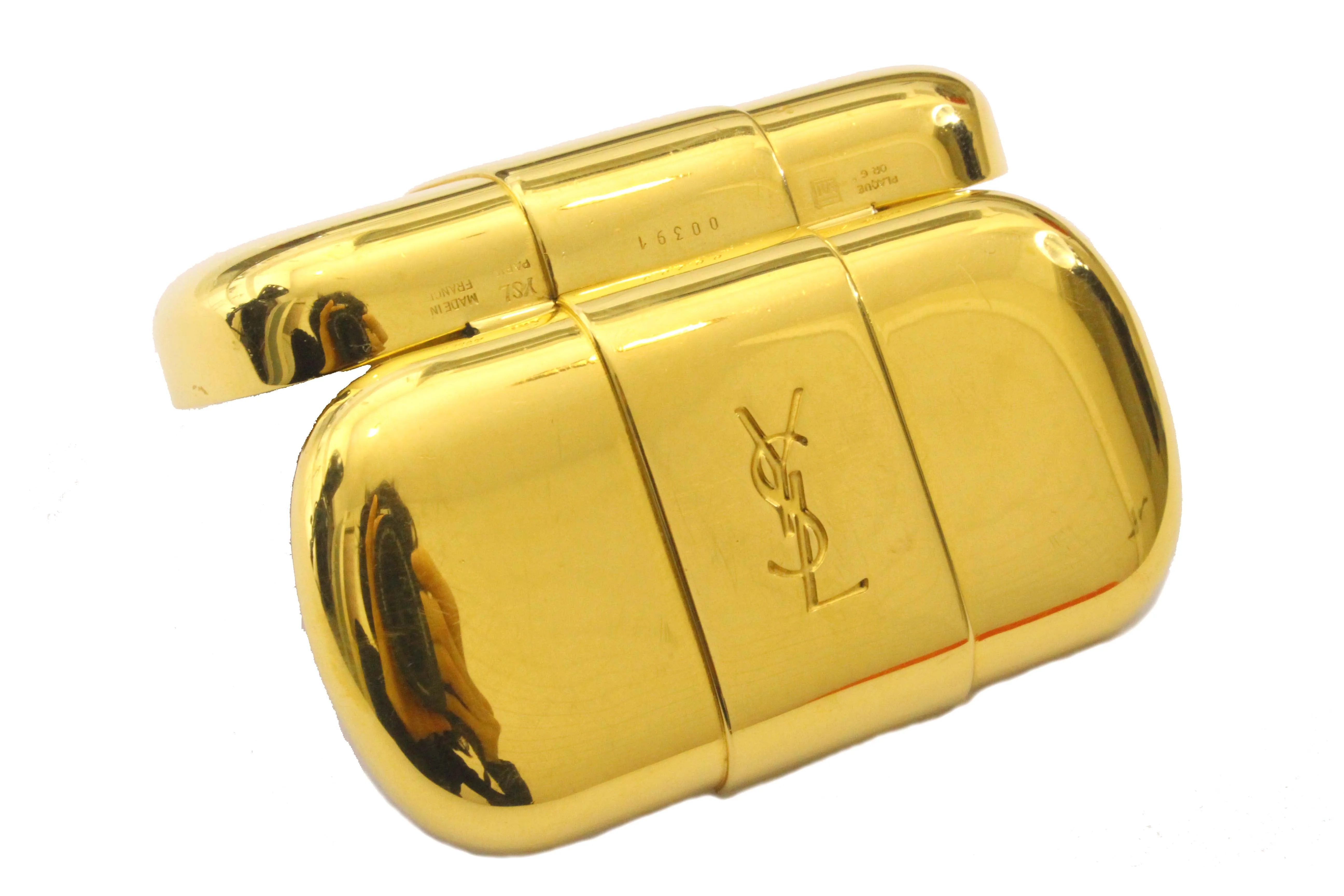 YVES SAINT LAURENT gold plated pillbox