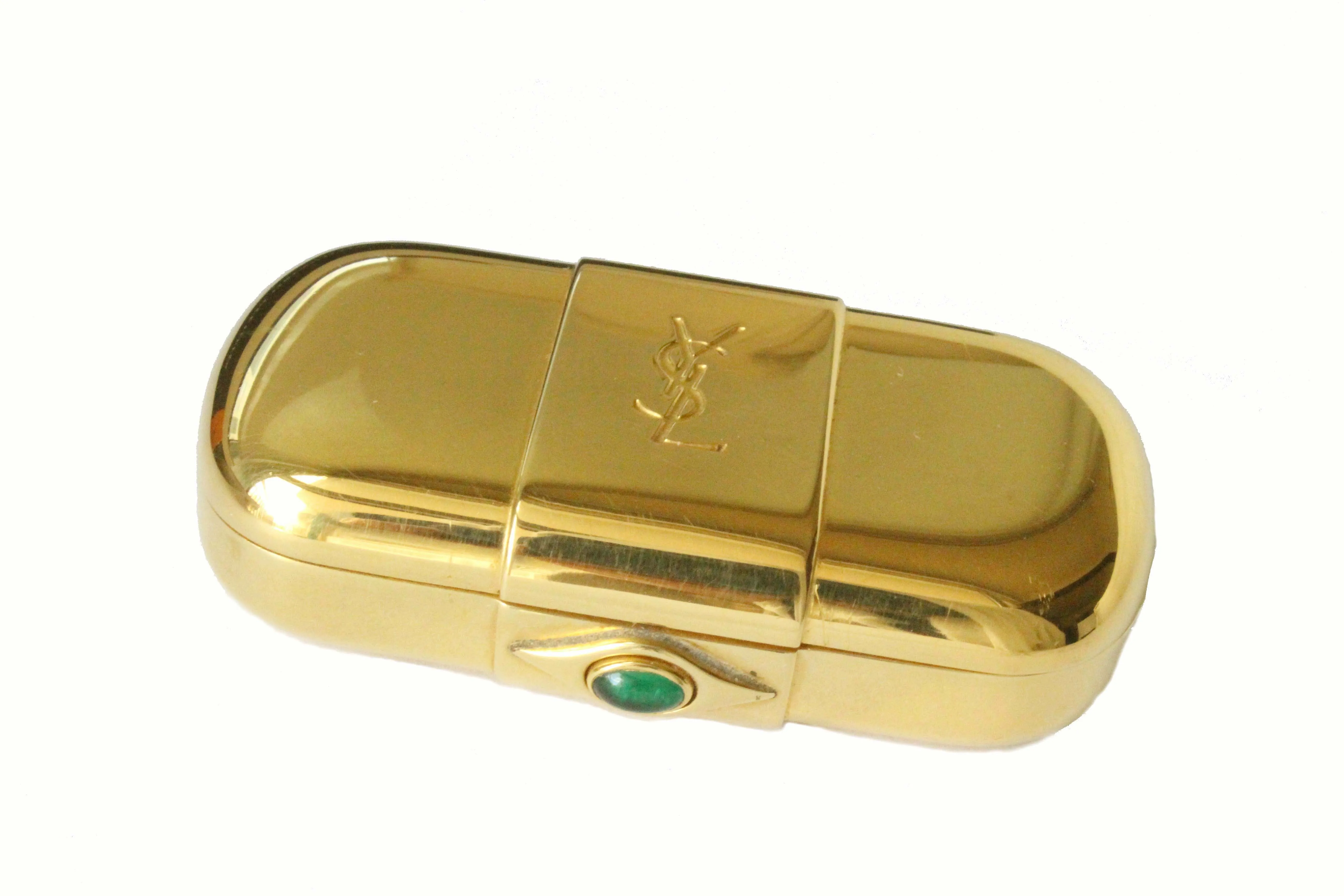 YVES SAINT LAURENT gold plated pillbox