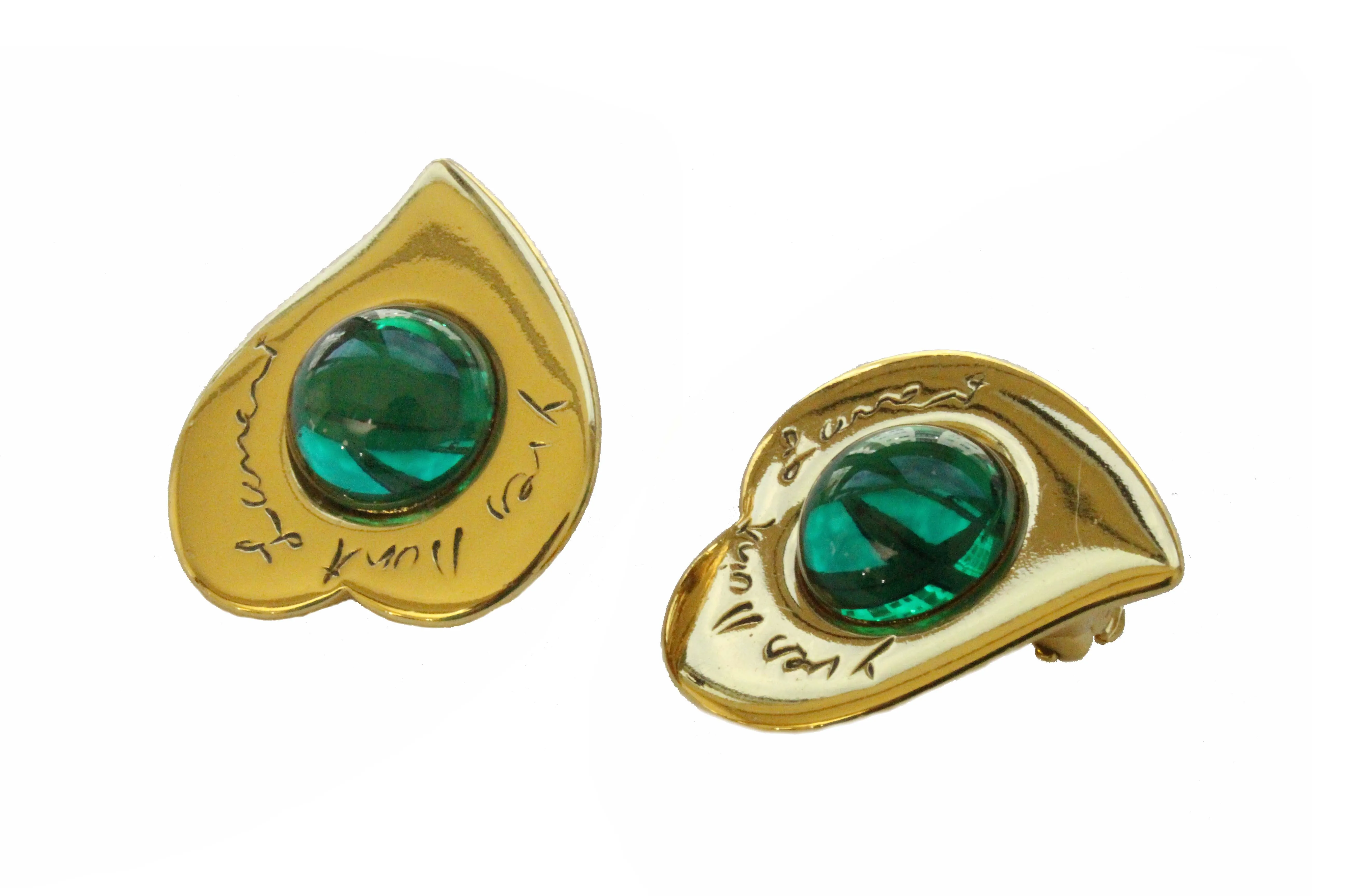 YVES SAINT LAURENT heart cabochons earrings