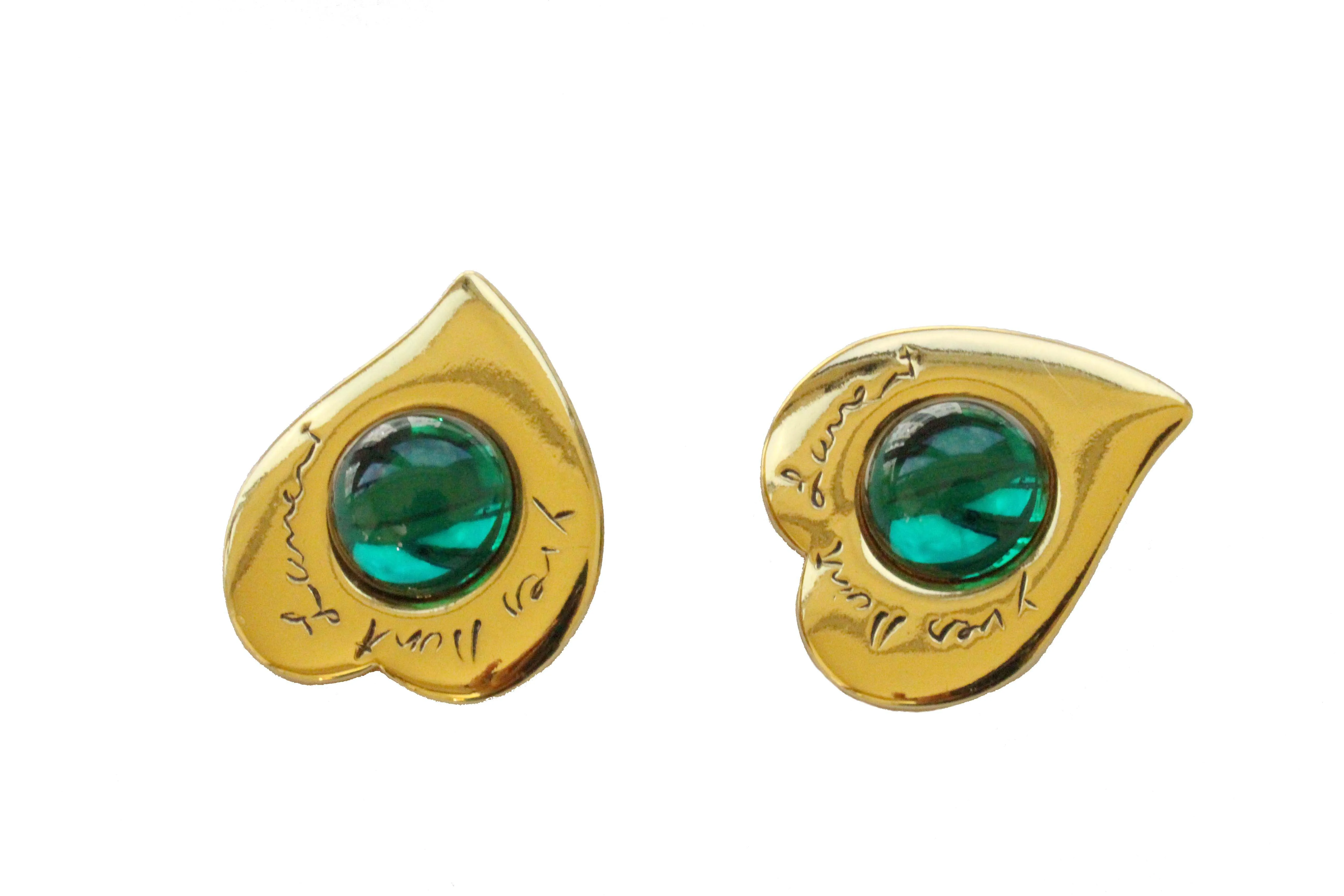 YVES SAINT LAURENT heart cabochons earrings