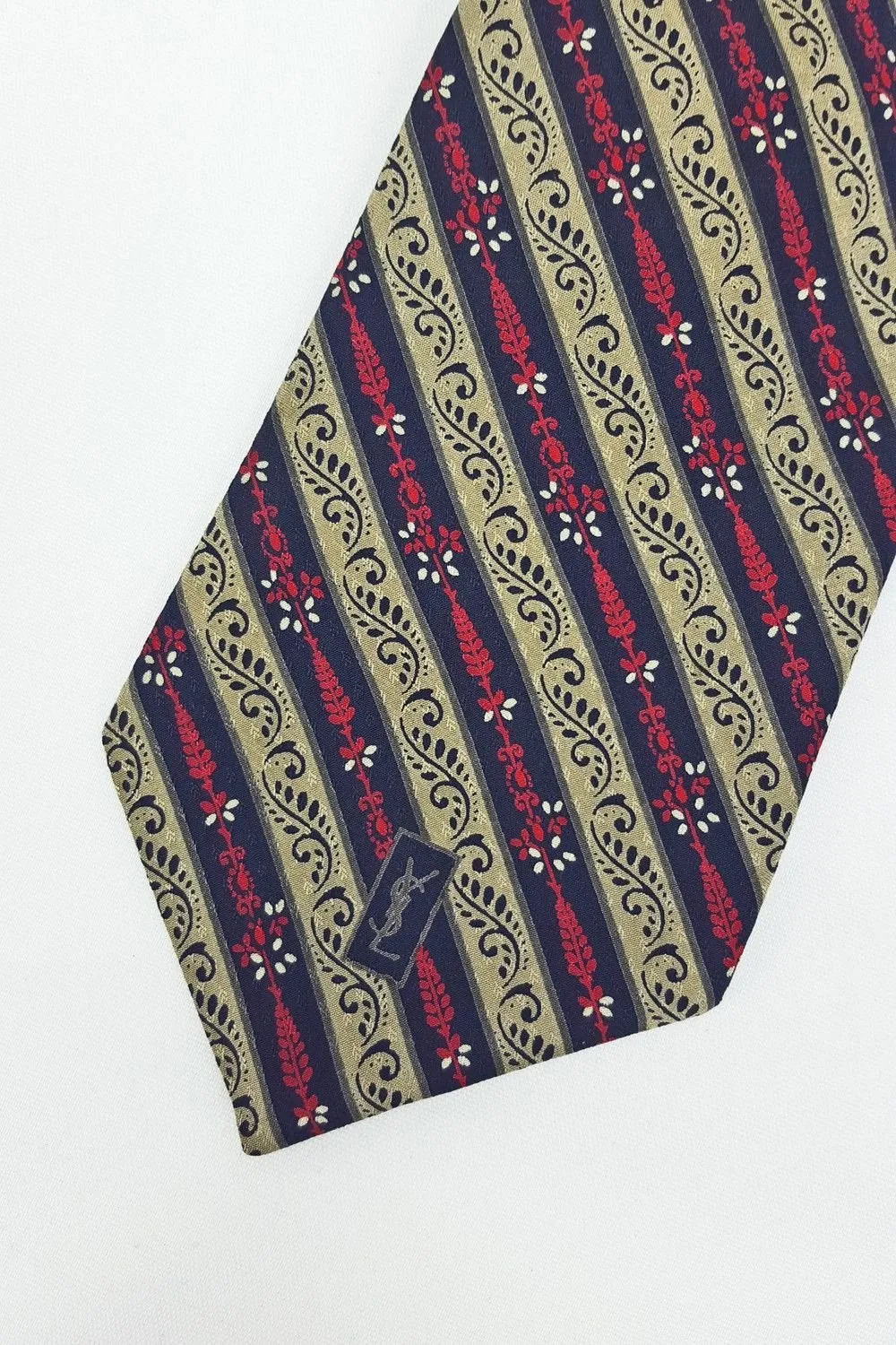 YVES SAINT LAURENT YSL Vintage 100% Silk Multicoloured Striped Tie (56)